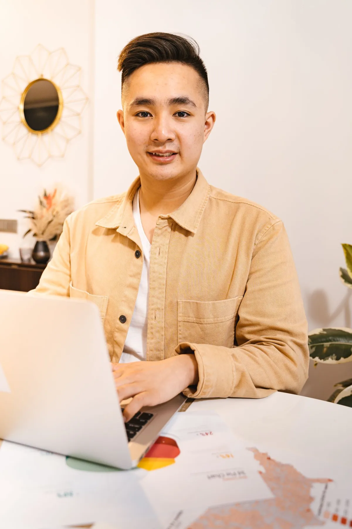 Self-employed client reviewing mortgage paperwork